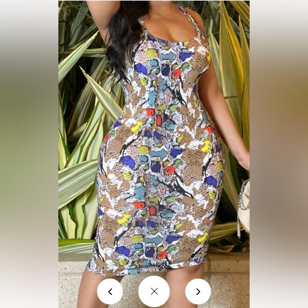 Brand New Midi Dress beautiful colors great stretch!